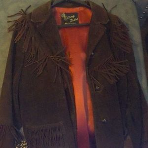 Vintage leather jacket with fringes,